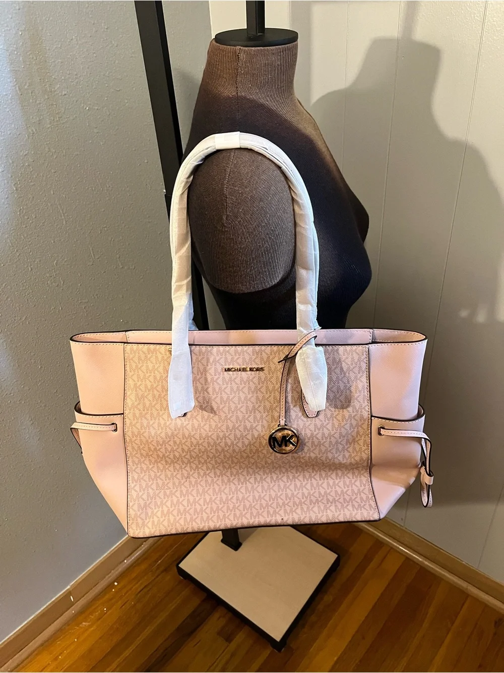 Michael Kors Blush Pink Signature Tote with Logo Charm